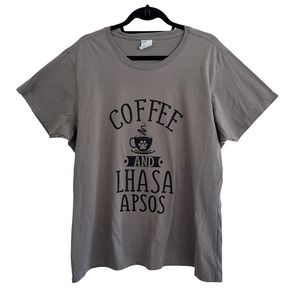 Port & Company Graphic Tee Women Size XXL Coffee Lhasa Apso Dog Lover T-Shirt
